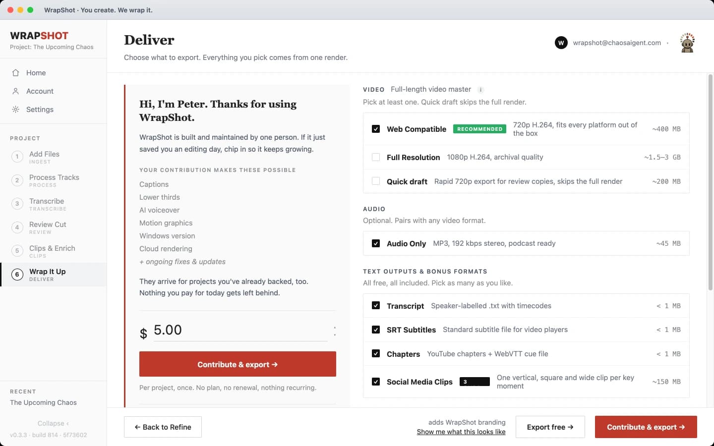 Wrap It Up, the delivery screen